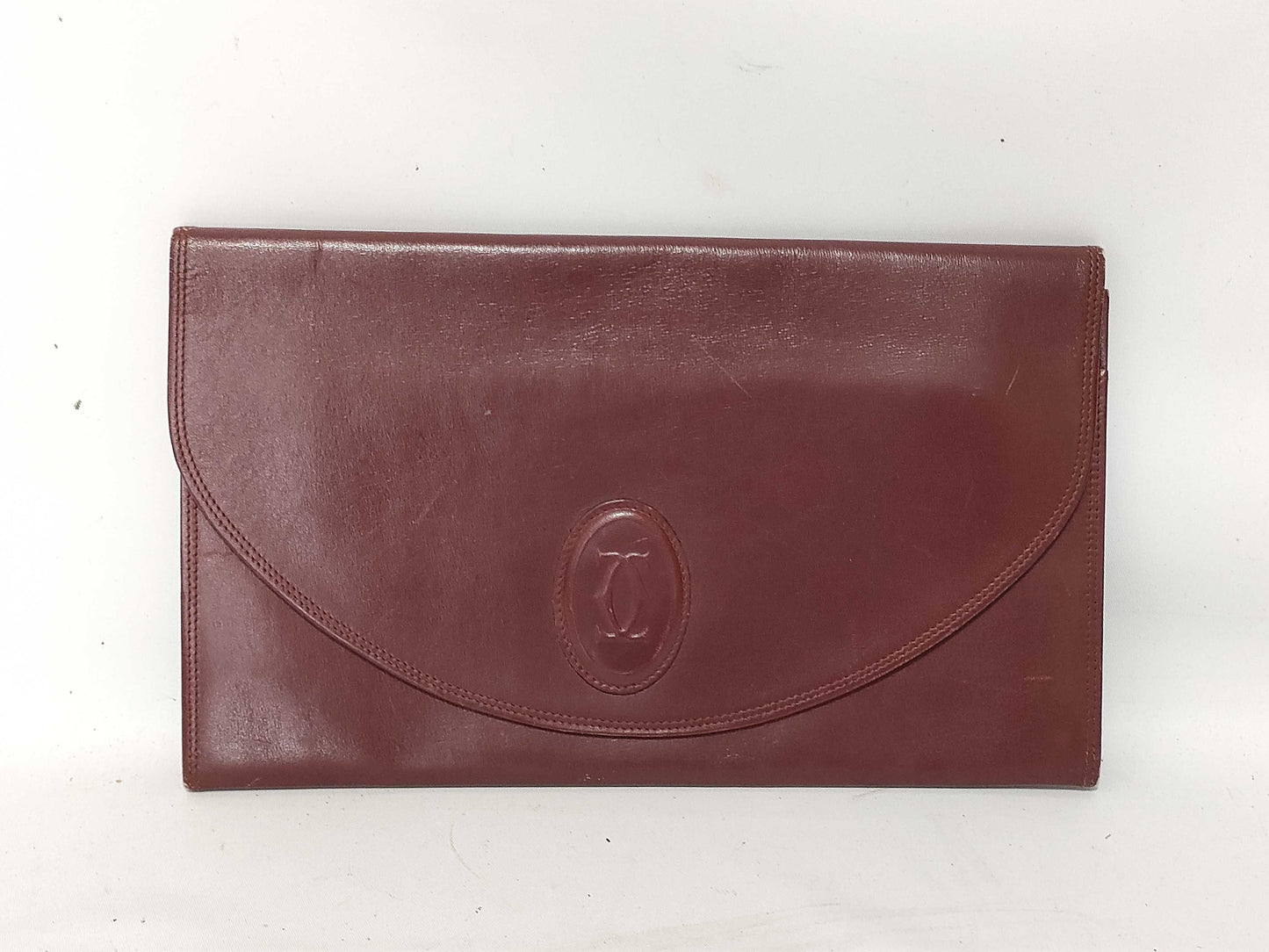 Cartier Must Cartier Leather Clutch Bag Bordeaux Clutch Bag
