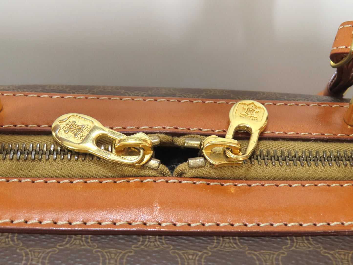 CELINE Macadam PVC and Leather 2-Way Boston Bag M94 Brown Boston Bag