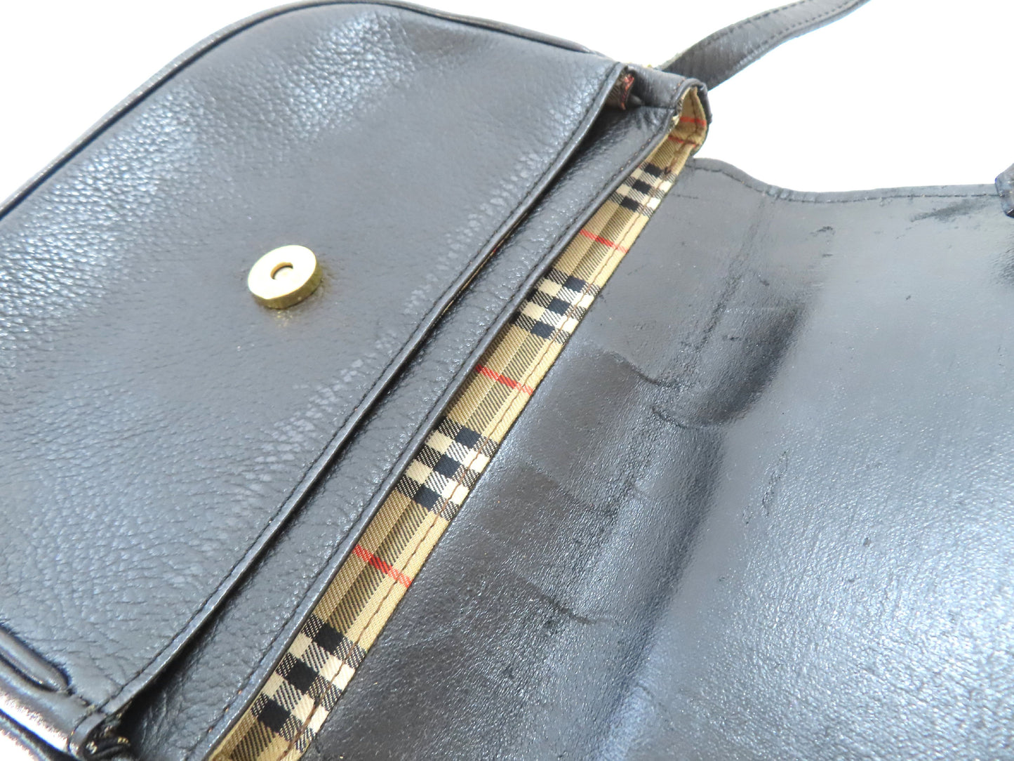 Burberrys Leather Shoulder Bag Black Shoulder Bag