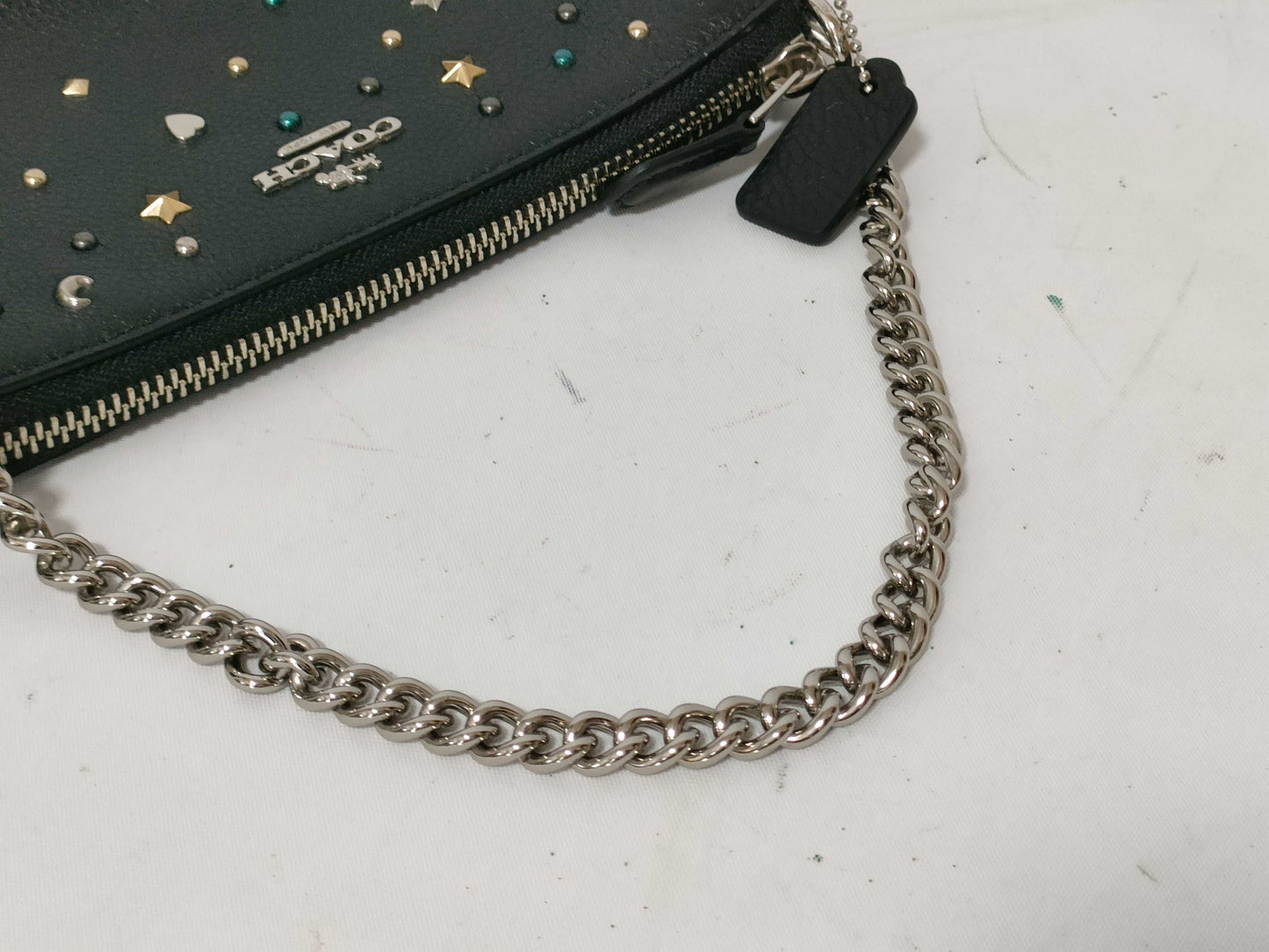 COACH Studded Leather One-Shoulder Bag F23595 Black Shoulder Bag