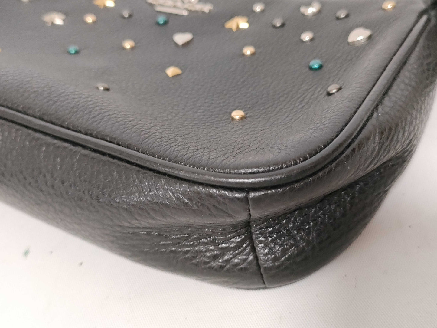 COACH Studded Leather One-Shoulder Bag F23595 Black Shoulder Bag