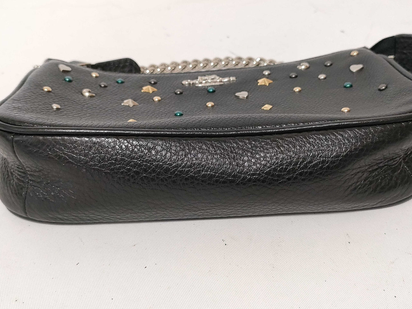 COACH Studded Leather One-Shoulder Bag F23595 Black Shoulder Bag