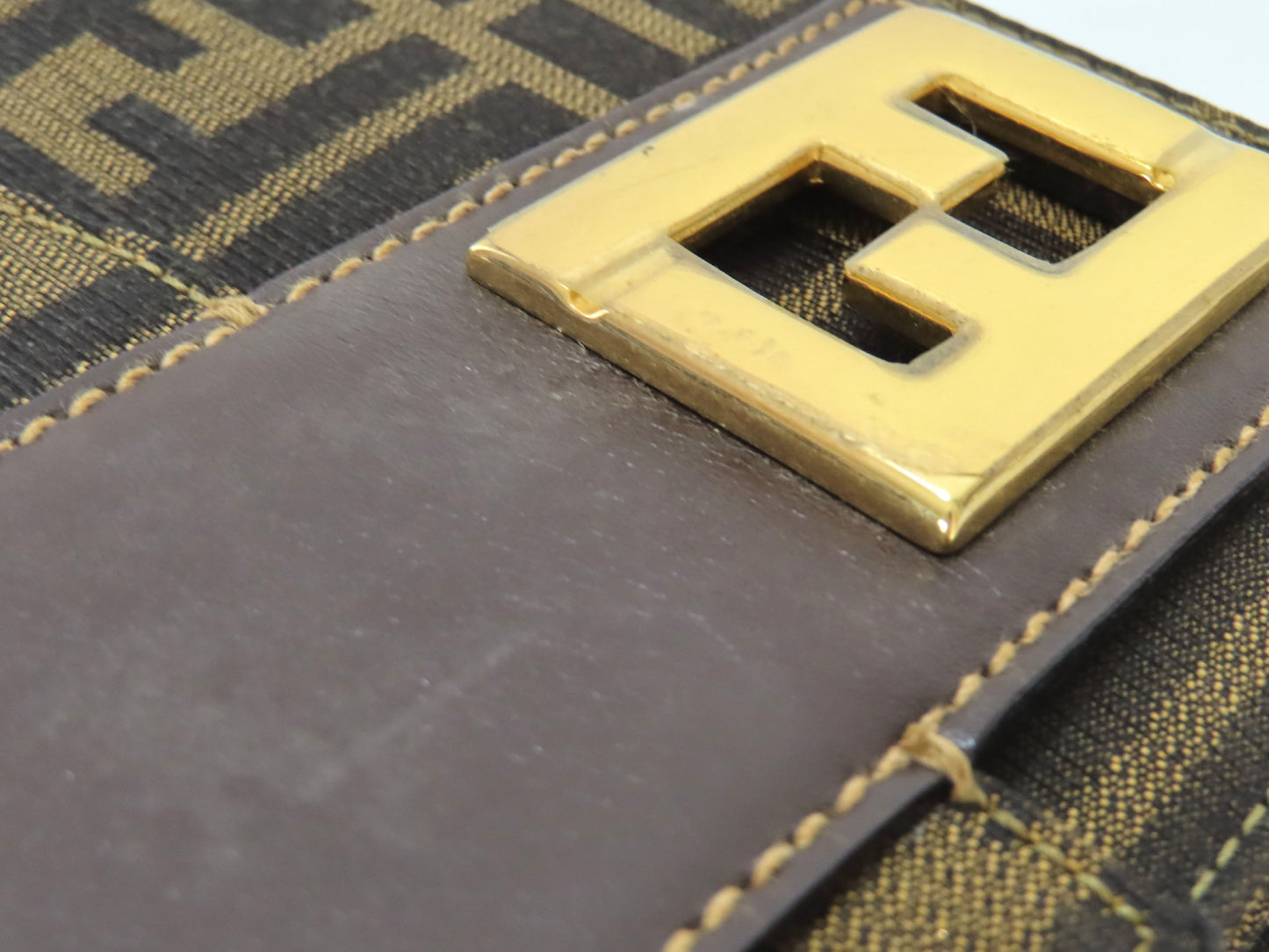 FENDI Zucca Canvas and Leather One-Shoulder Bag, Black and Brown