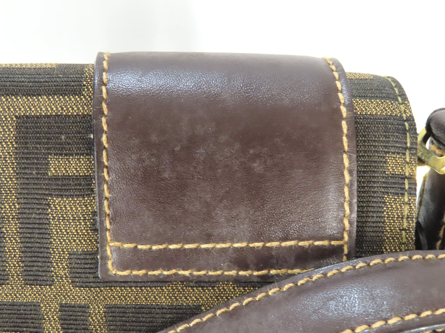 FENDI Zucca Canvas and Leather One-Shoulder Bag, Black and Brown