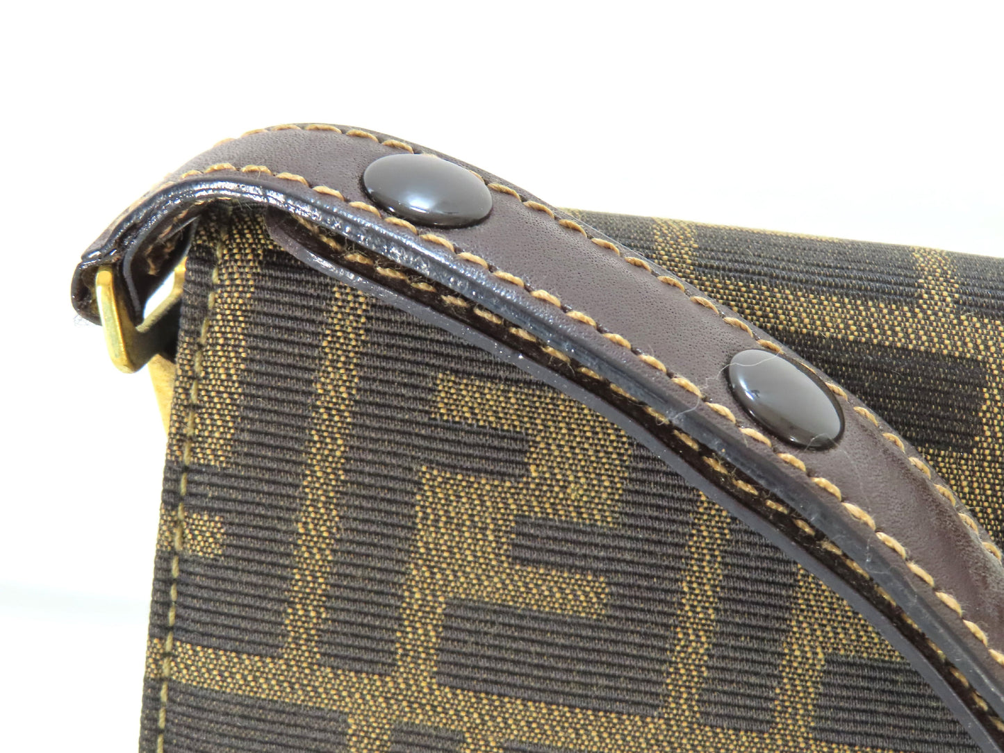 FENDI Zucca Canvas and Leather One-Shoulder Bag, Black and Brown