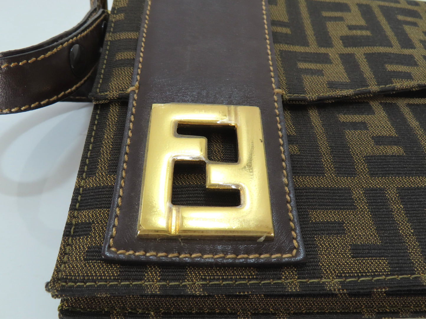 FENDI Zucca Canvas and Leather One-Shoulder Bag, Black and Brown