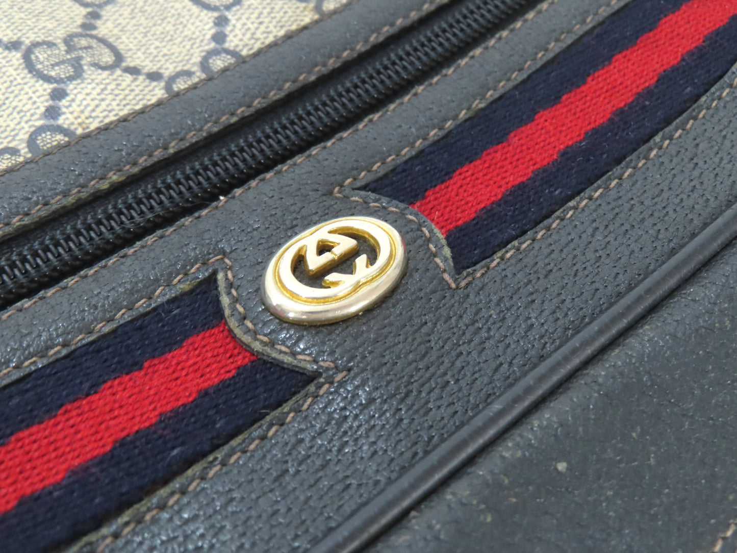 GUCCI Sherry Line GG Supreme Shoulder Bag 56.02.088 Navy Shoulder Bag