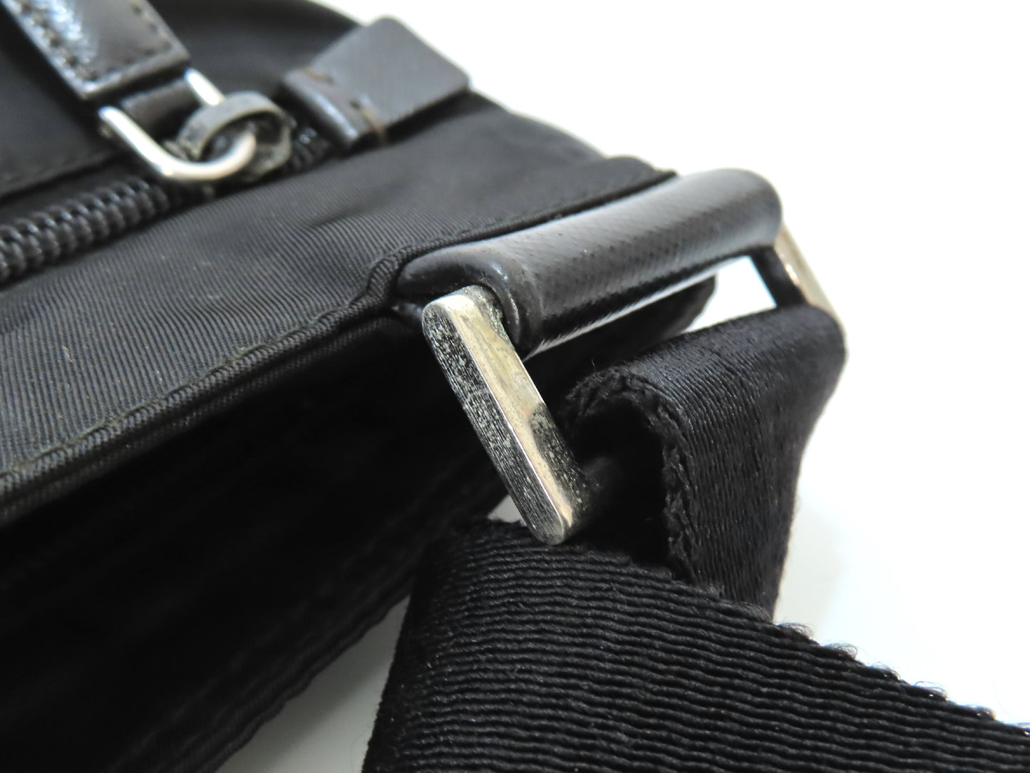 PRADA Tessuto Shoulder Bag BT175Z Black with Triangle Logo Plate