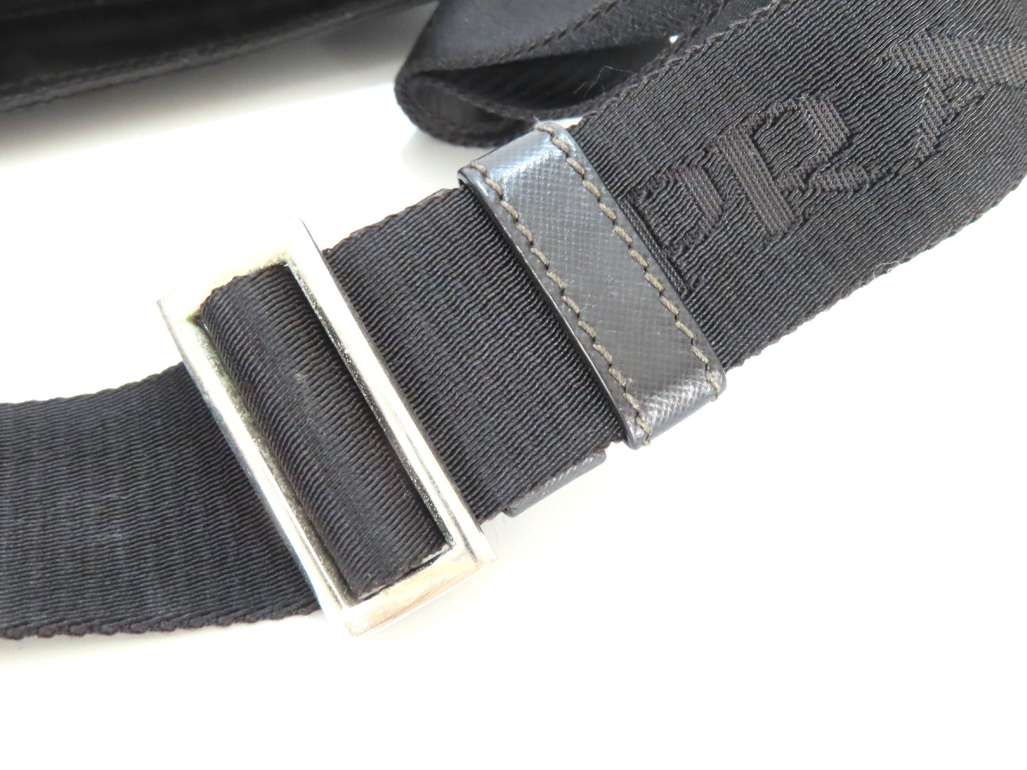 PRADA Tessuto Shoulder Bag BT175Z Black with Triangle Logo Plate