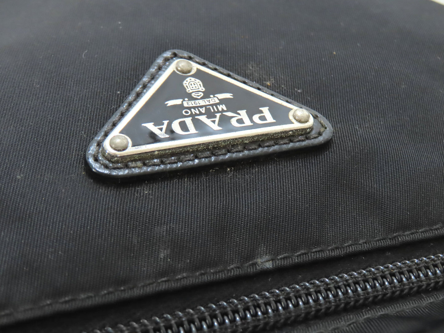 PRADA Tessuto Shoulder Bag BT175Z Black with Triangle Logo Plate