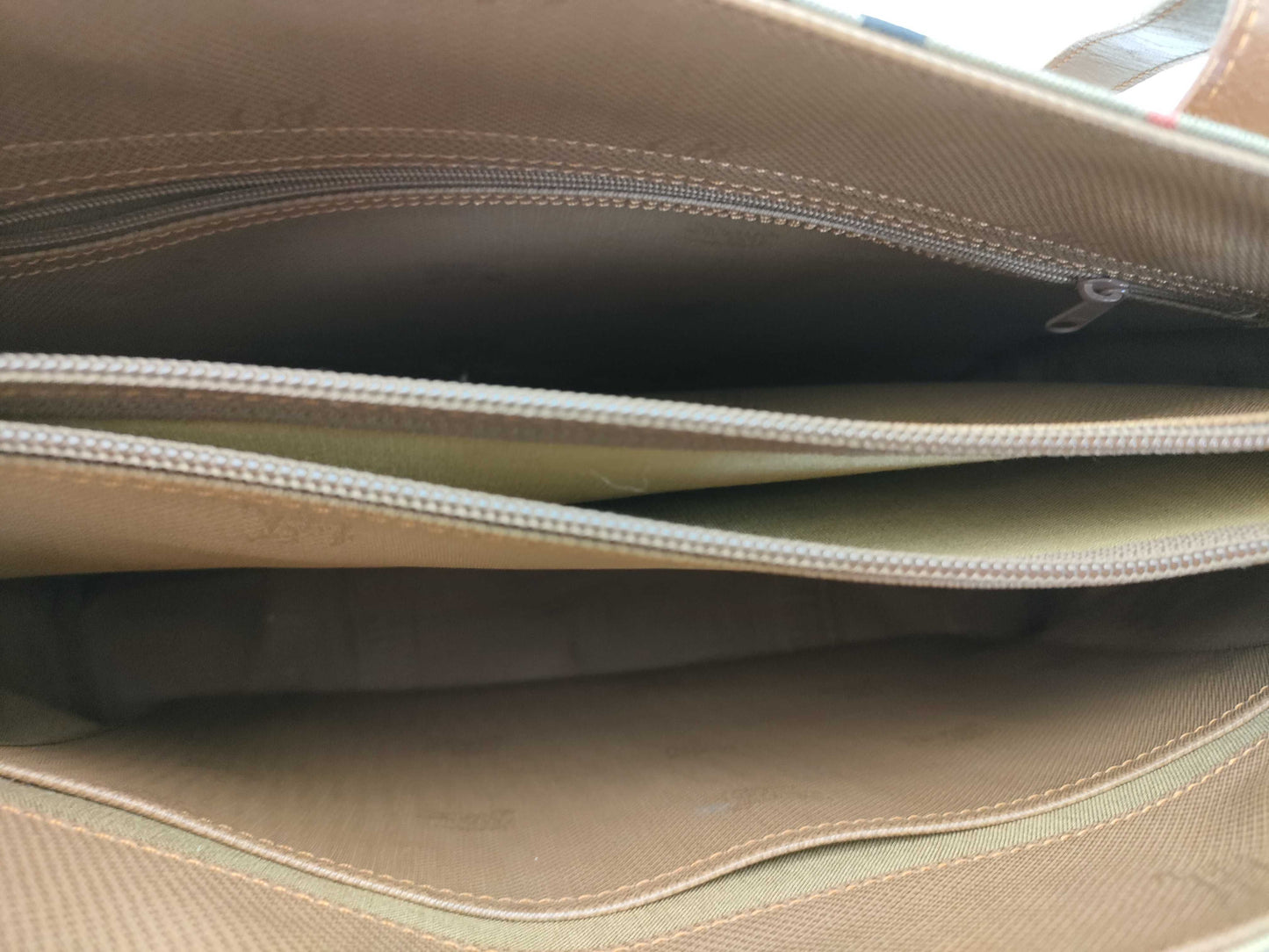 Burberrys Check Pattern Nylon Canvas and Leather Tote Bag, Brown