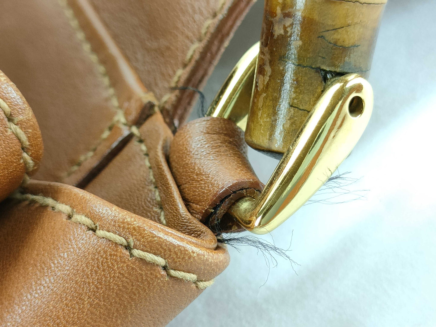 GUCCI Bamboo Leather Body Bag 003-2113-0036 Brown Shoulder Bag