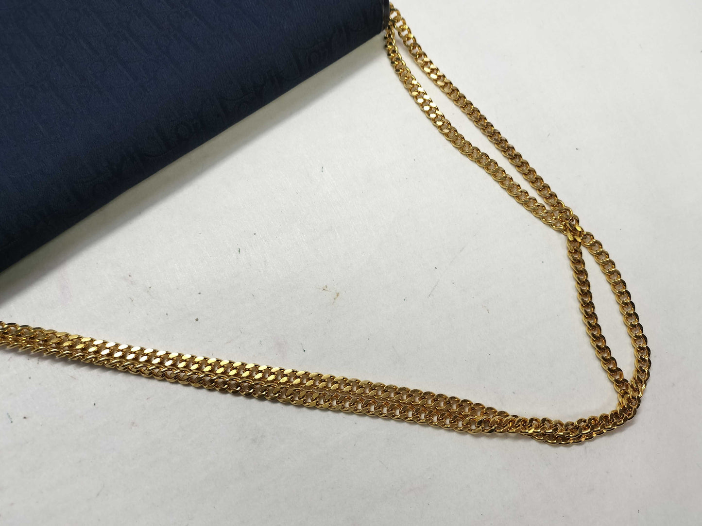 Dior Trotter Christian Dior Trotter Canvas Chain Shoulder Bag Navy