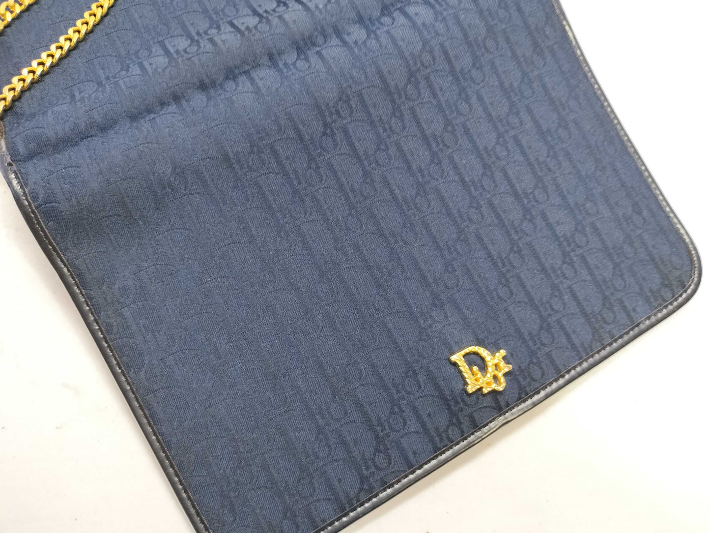 Dior Trotter Christian Dior Trotter Canvas Chain Shoulder Bag Navy