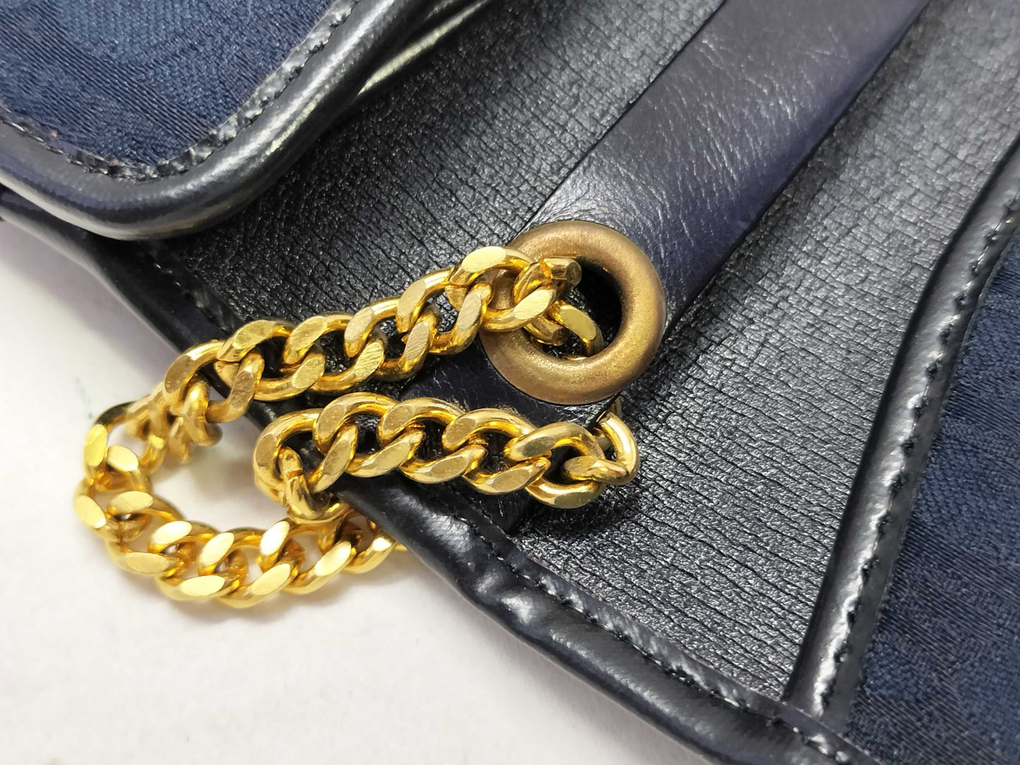 Dior Trotter Christian Dior Trotter Canvas Chain Shoulder Bag Navy