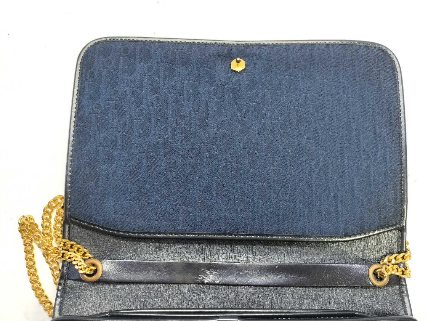 Dior Trotter Christian Dior Trotter Canvas Chain Shoulder Bag Navy