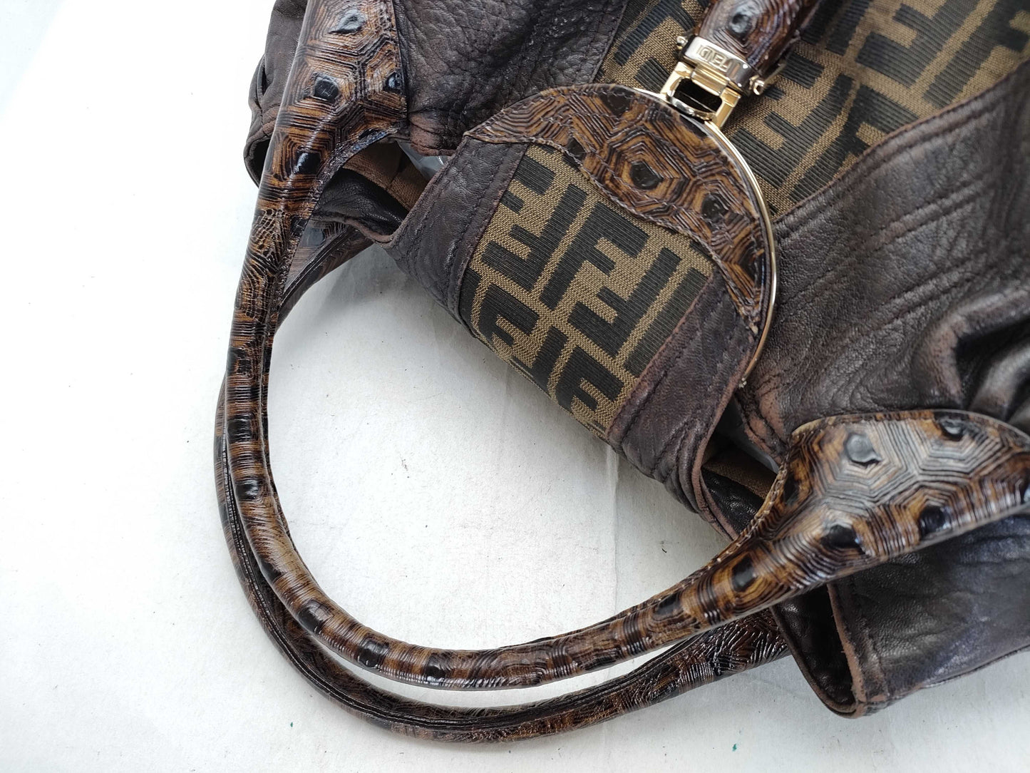 FENDI Spy Bag Zucca Canvas and Leather Tote Bag 2415-8BR511-RPU-088 Brown Tote Bag