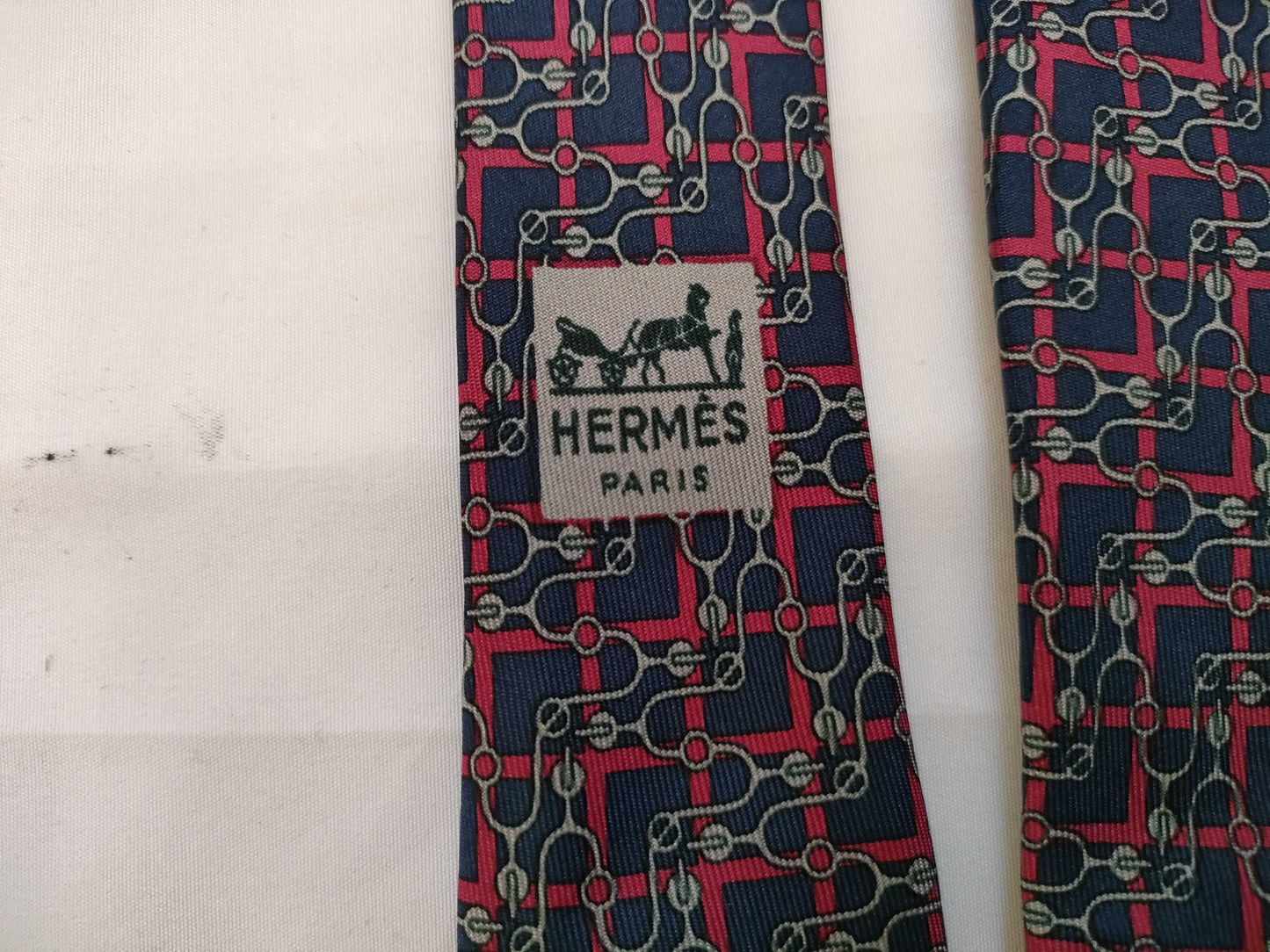 HERMES All-Over Print Silk Tie Navy Other Accessories