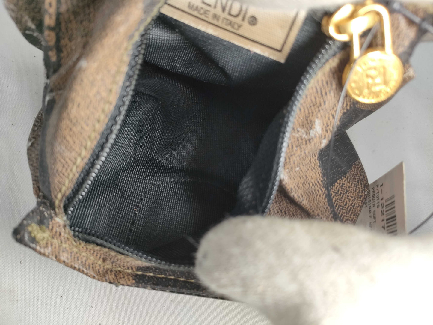 FENDI Pecan Print PVC Pouch 262-122171-068 Khaki x Black Pouch