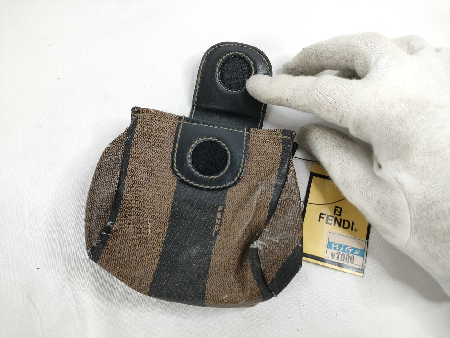 FENDI Pecan Print PVC Pouch 262-122171-068 Khaki x Black Pouch
