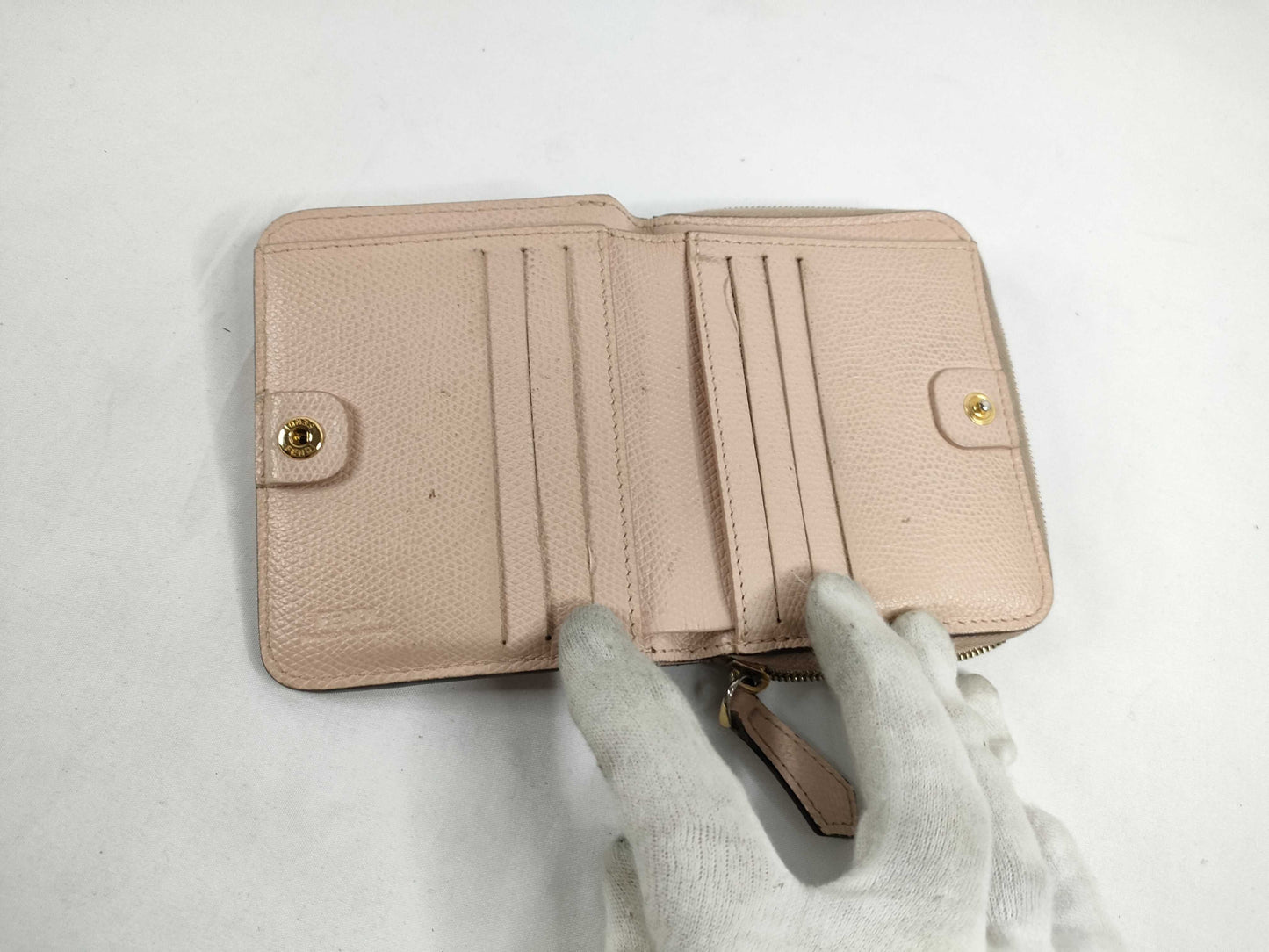 FENDI Leather Bifold Wallet 8M0407-A18B-199-3260 Pink Beige Wallet