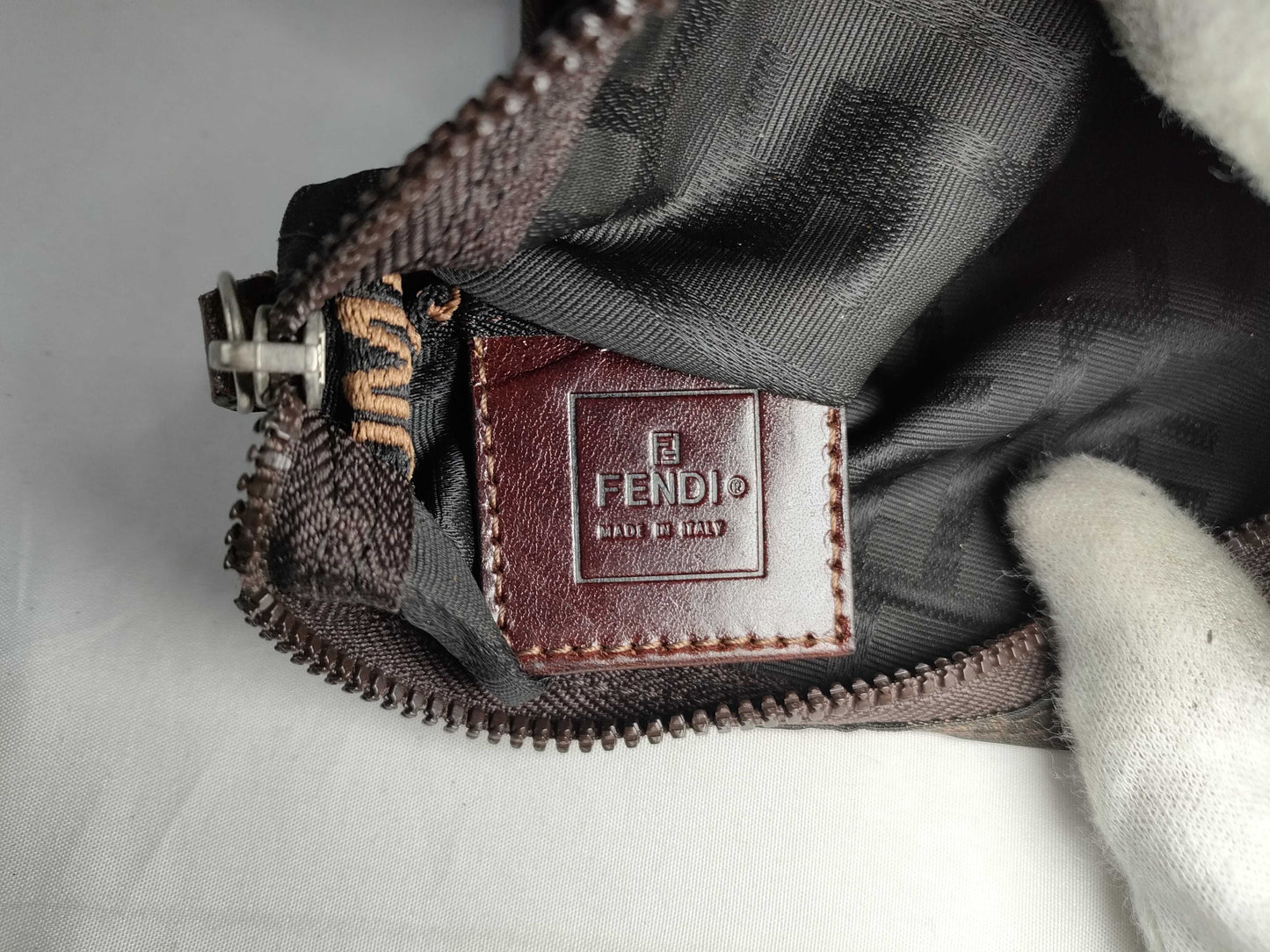 FENDI Zucca pattern nylon canvas pouch 2119 26540 009 Khaki x Black Pouch