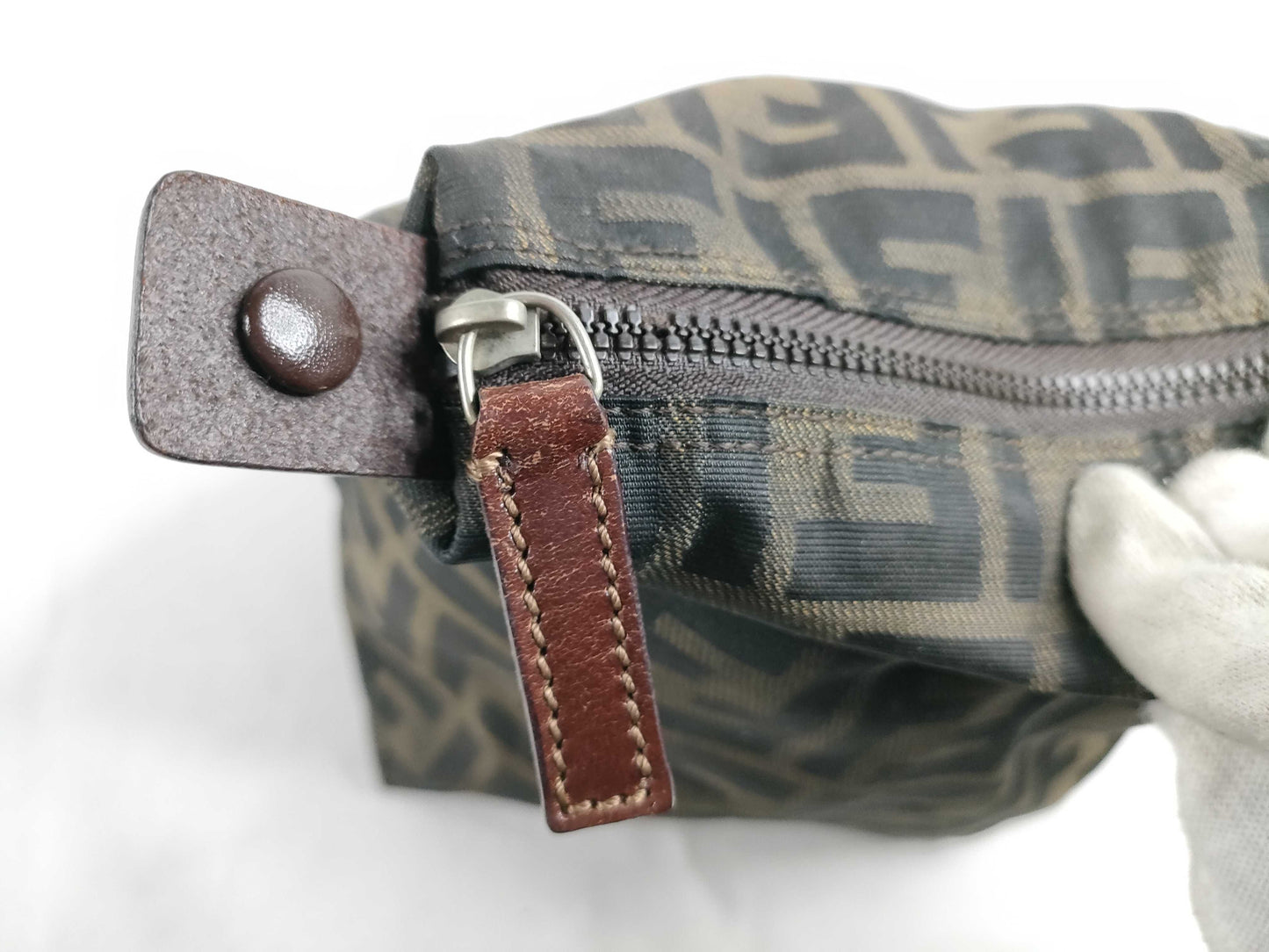 FENDI Zucca pattern nylon canvas pouch 2119 26540 009 Khaki x Black Pouch