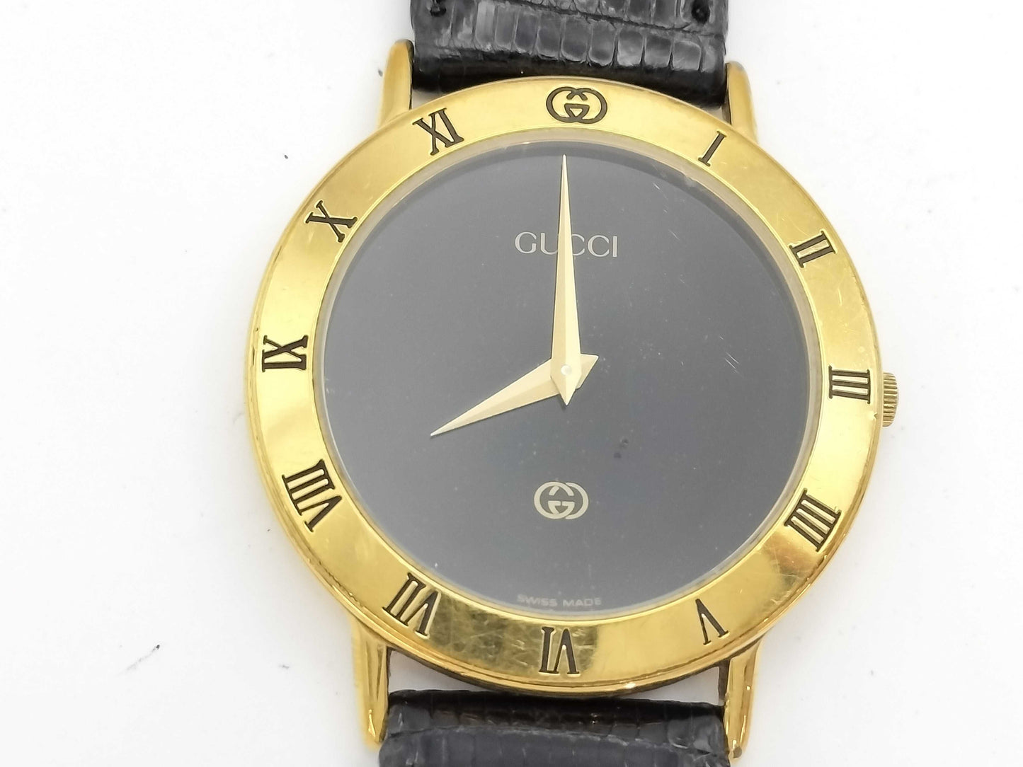 GUCCI 3000M 0089705 Quartz Black Dial Boys' Watch Not Working/No Operational Guarantee