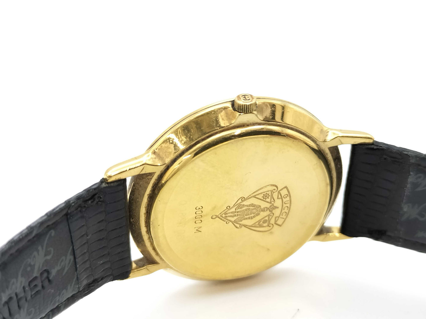 GUCCI 3000M 0089705 Quartz Black Dial Boys' Watch Not Working/No Operational Guarantee