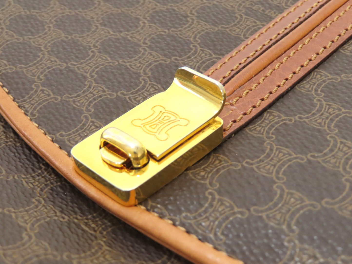 CELINE Macadam PVC and Leather Shoulder Bag M08 Brown