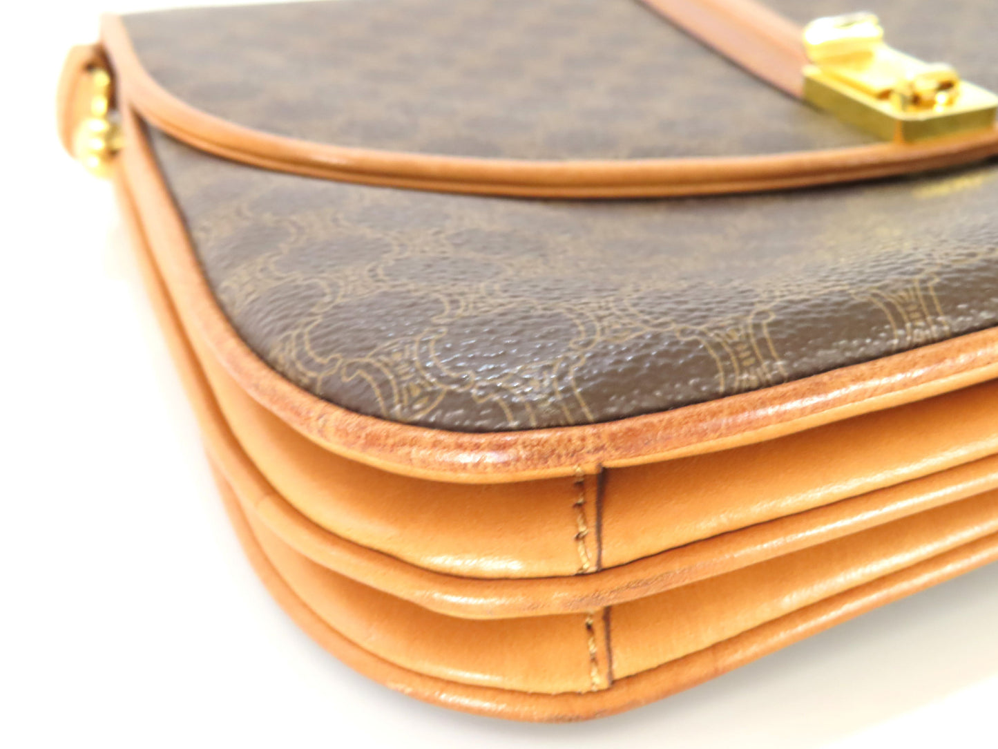 CELINE Macadam PVC and Leather Shoulder Bag M08 Brown