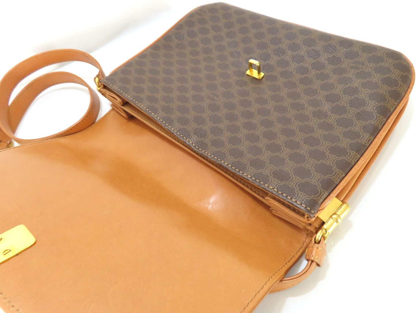 CELINE Macadam PVC and Leather Shoulder Bag M08 Brown