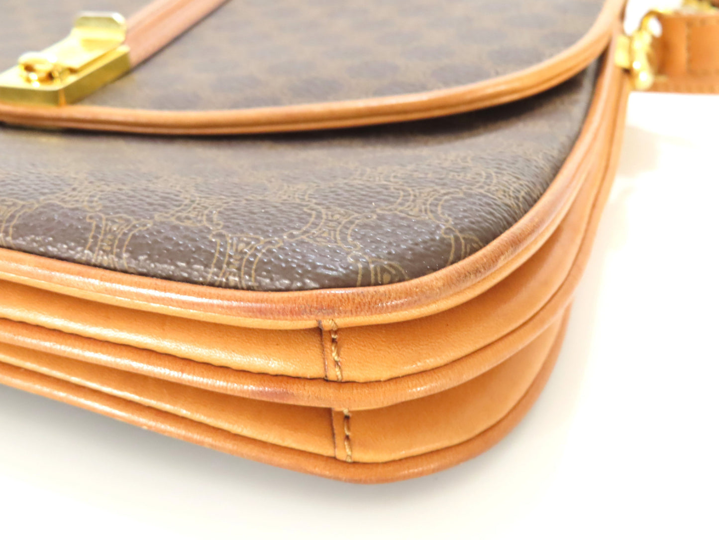 CELINE Macadam PVC and Leather Shoulder Bag M08 Brown