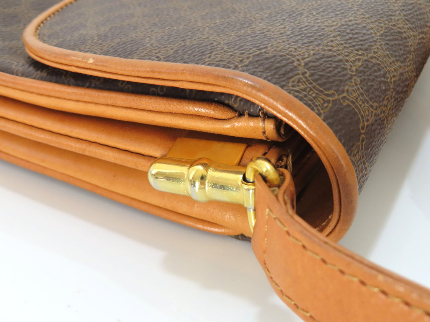 CELINE Macadam PVC and Leather Shoulder Bag M08 Brown