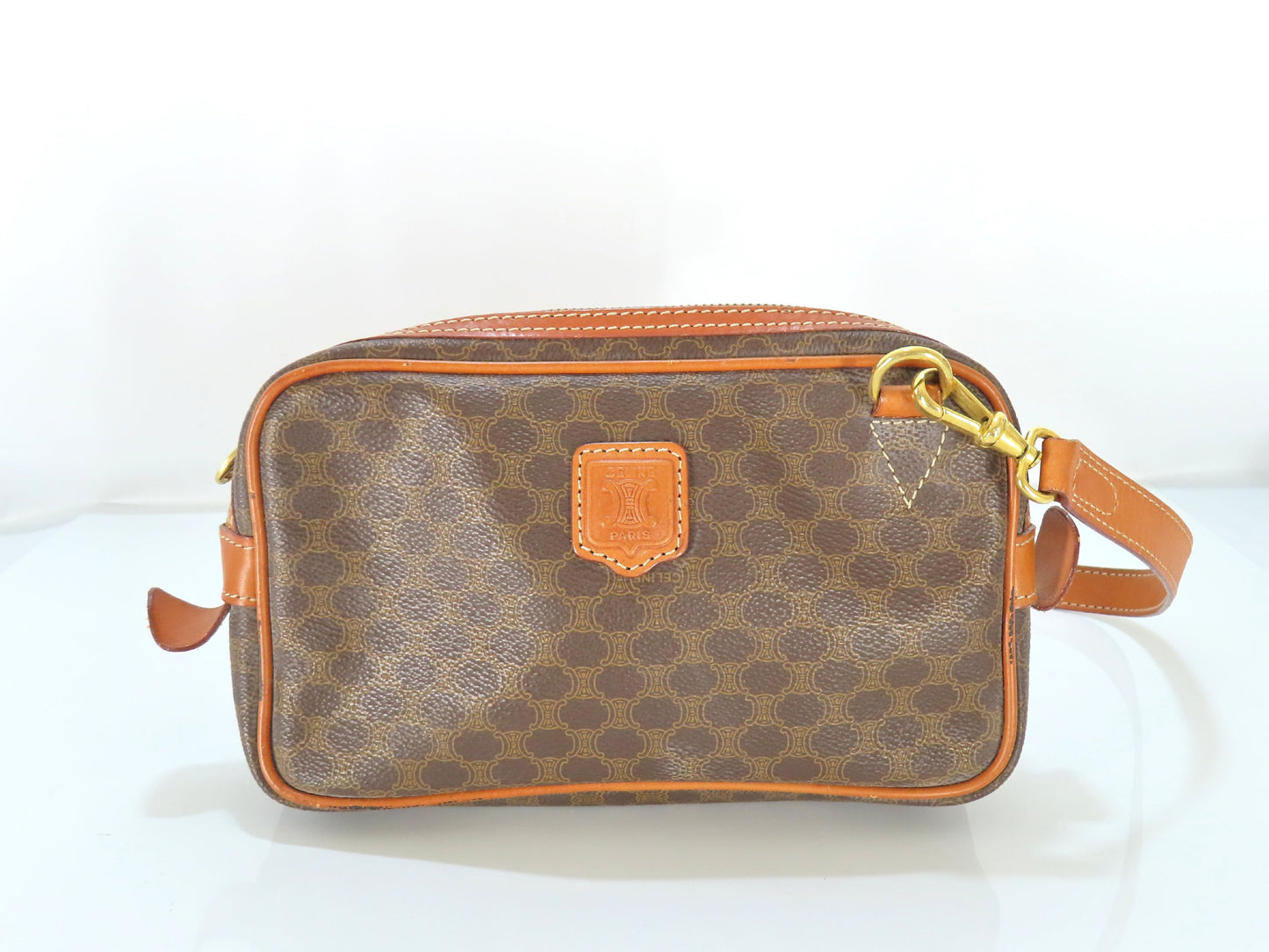 CELINE Macadam PVC and Leather Shoulder Bag M93 Brown