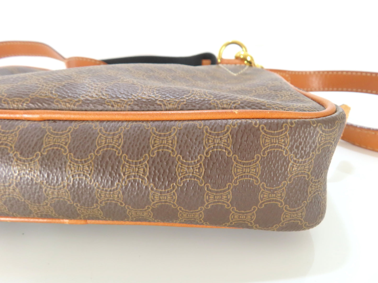 CELINE Macadam PVC and Leather Shoulder Bag M93 Brown