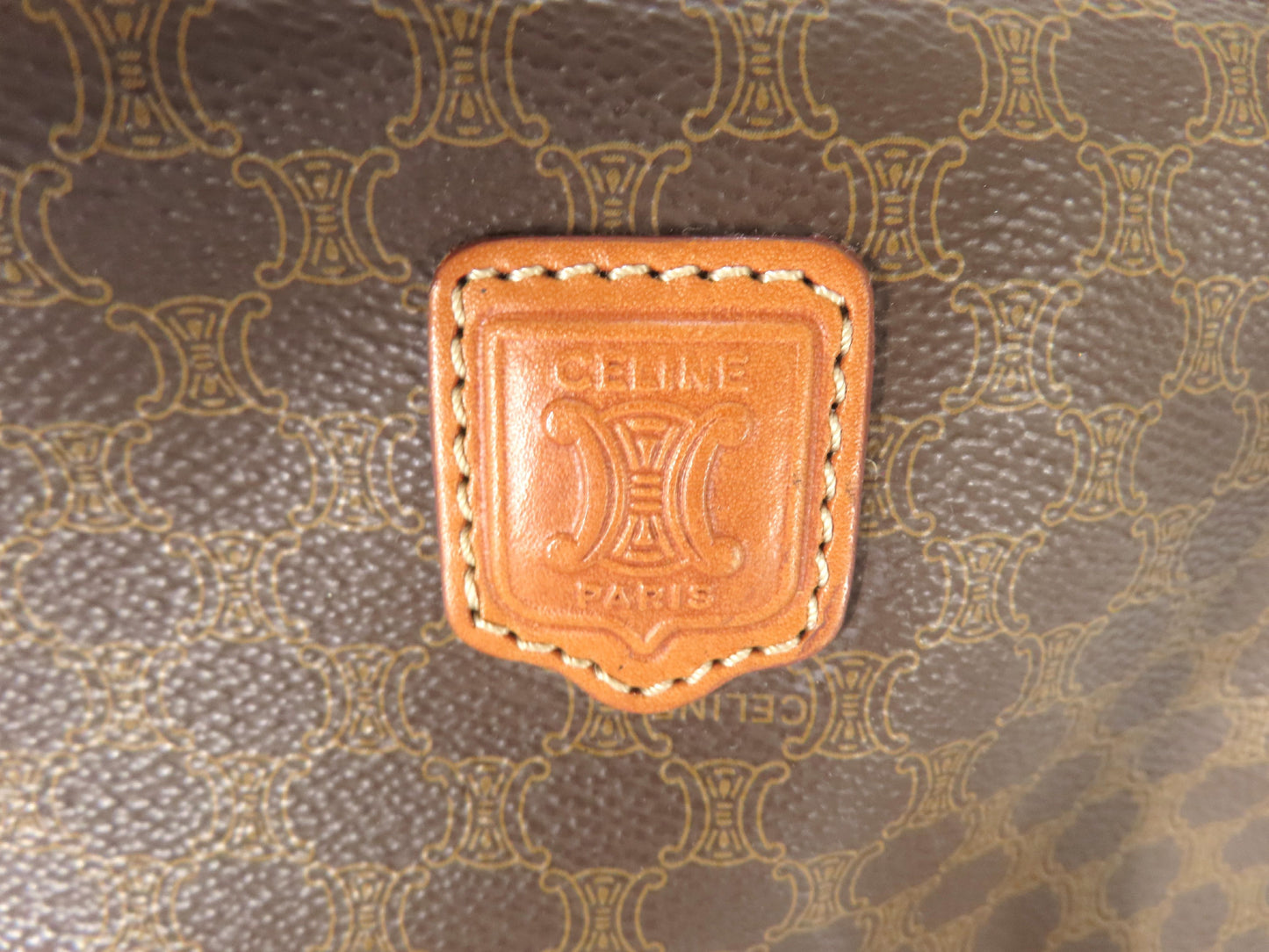 CELINE Macadam PVC and Leather Shoulder Bag M93 Brown