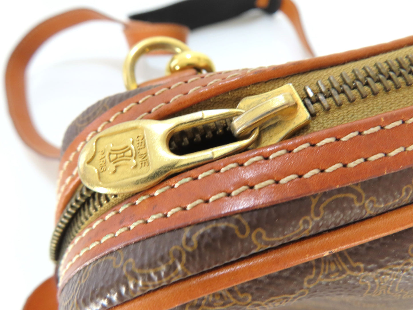CELINE Macadam PVC and Leather Shoulder Bag M93 Brown