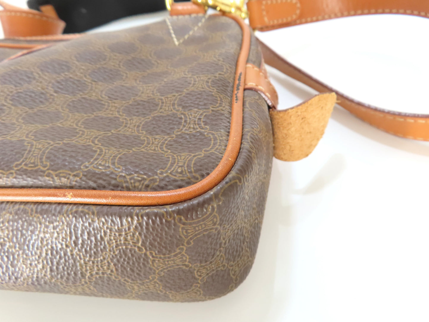 CELINE Macadam PVC and Leather Shoulder Bag M93 Brown