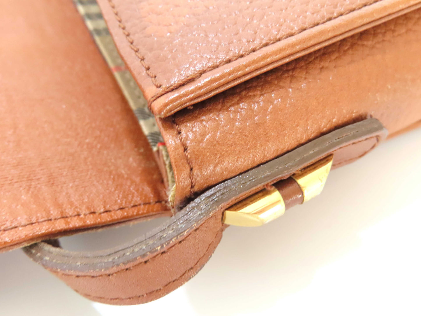Burberrys Leather Shoulder Bag Brown Shoulder Bag