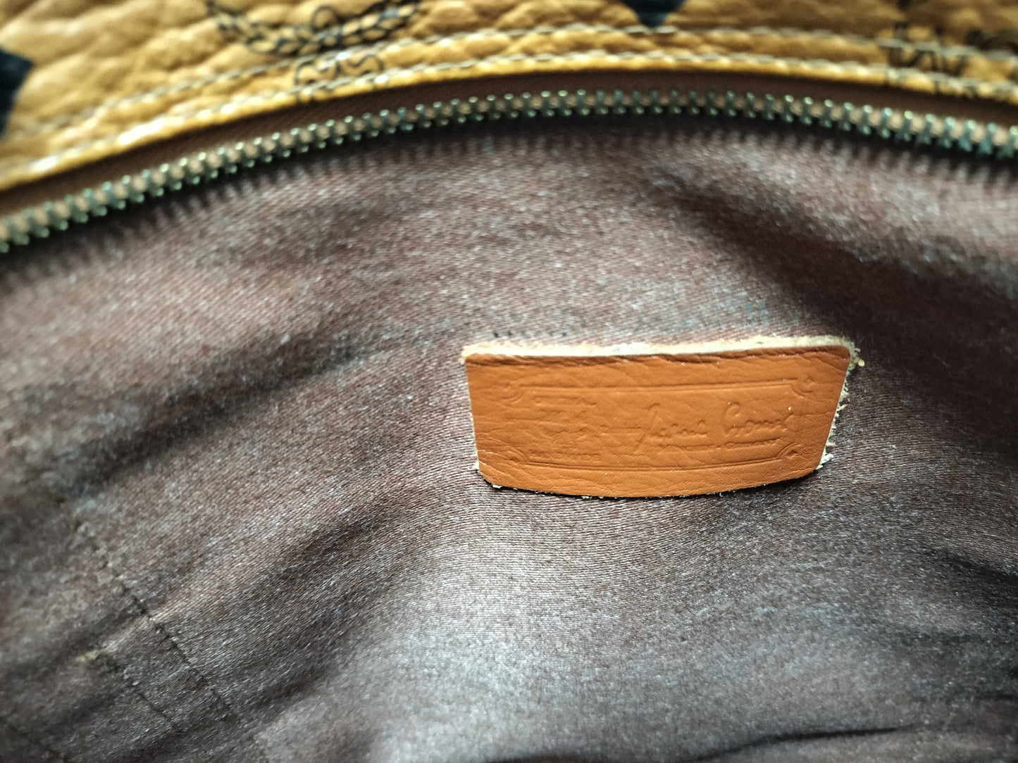 MCM Visetos Leather Shoulder Bag in Camel