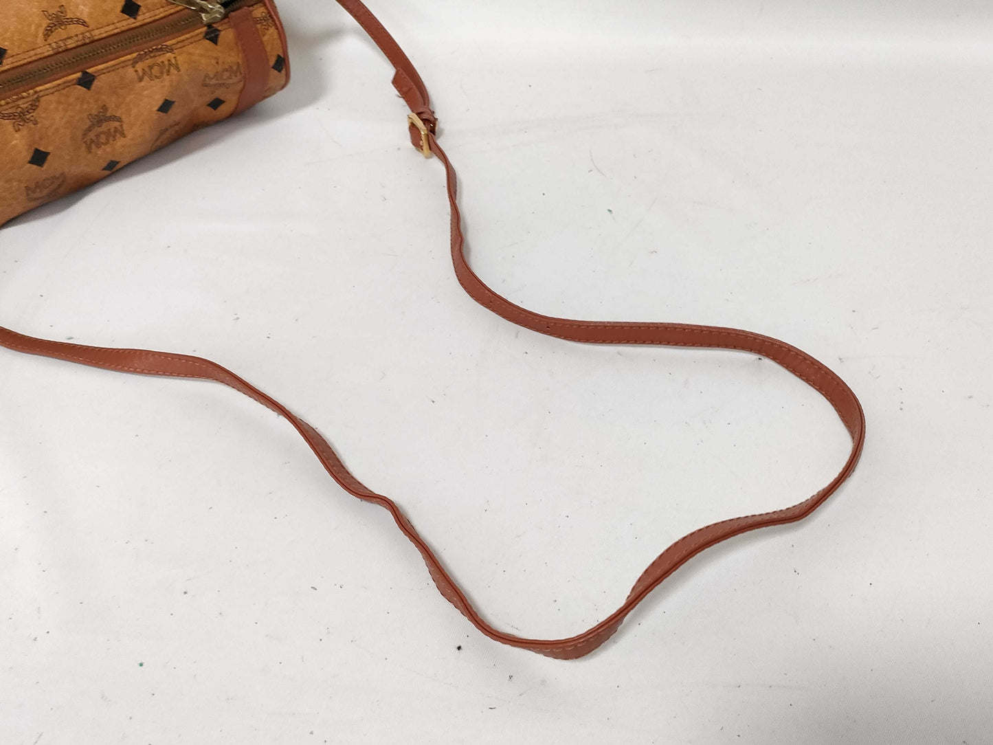 MCM Visetos Leather Shoulder Bag in Camel