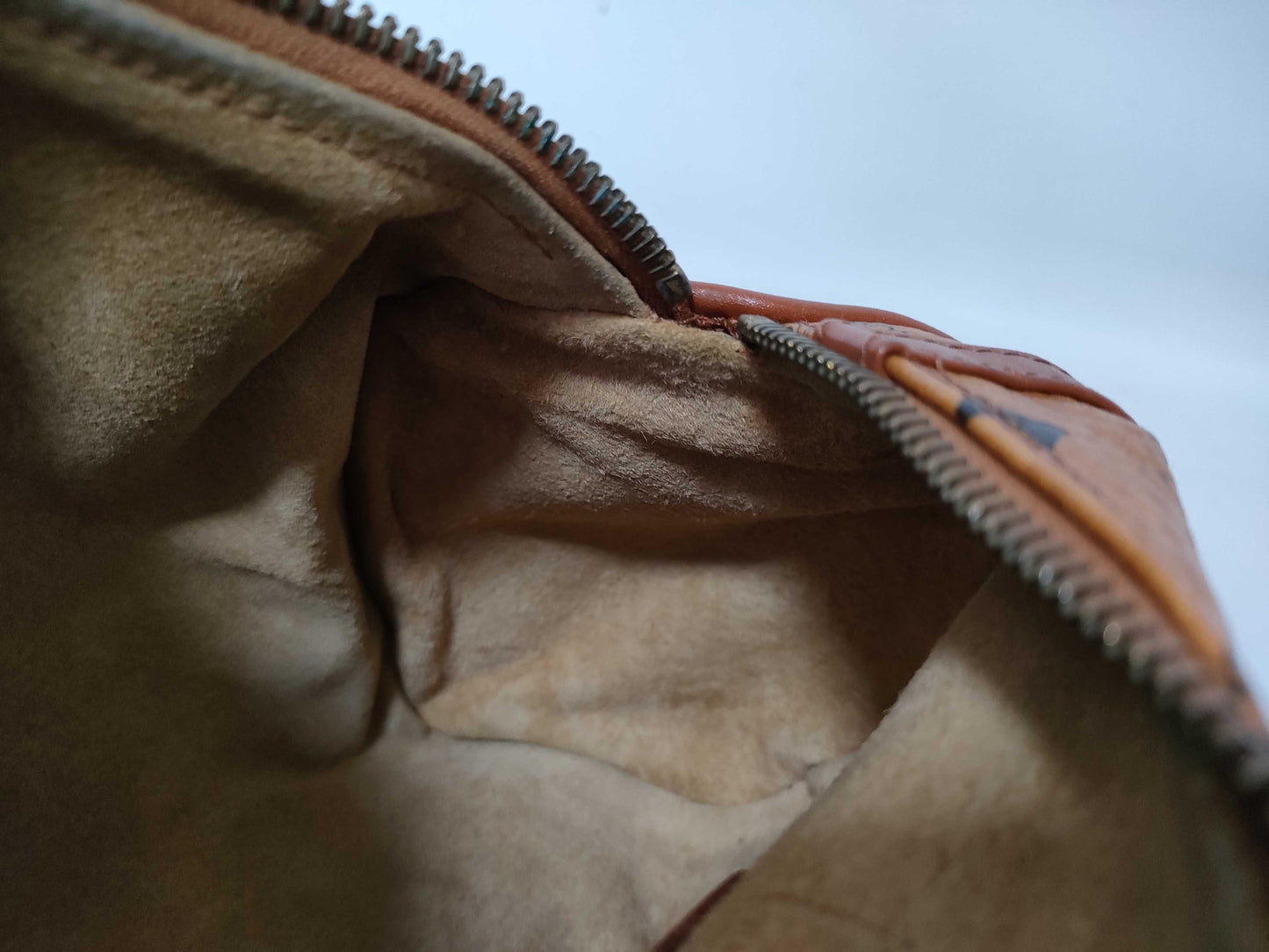 MCM Visetos Leather Shoulder Bag in Camel