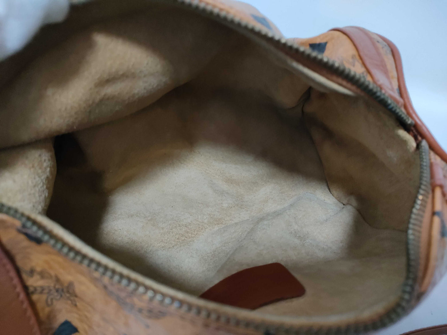 MCM Visetos Leather Shoulder Bag in Camel