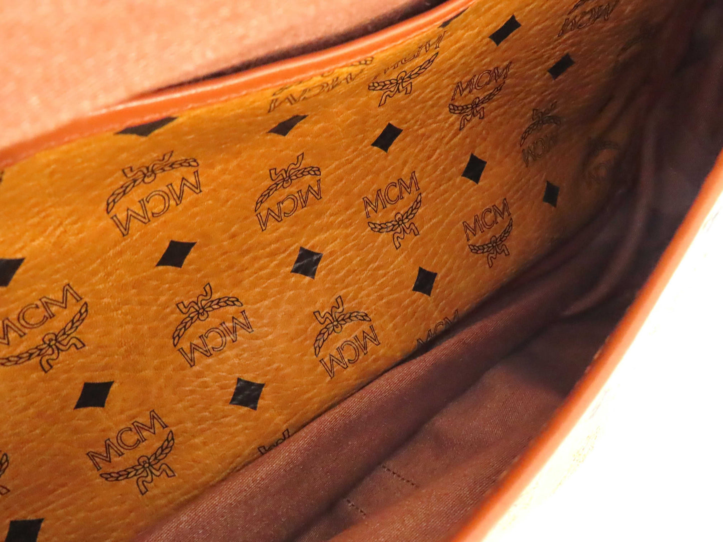 MCM Visetos Leather Shoulder Bag in Camel