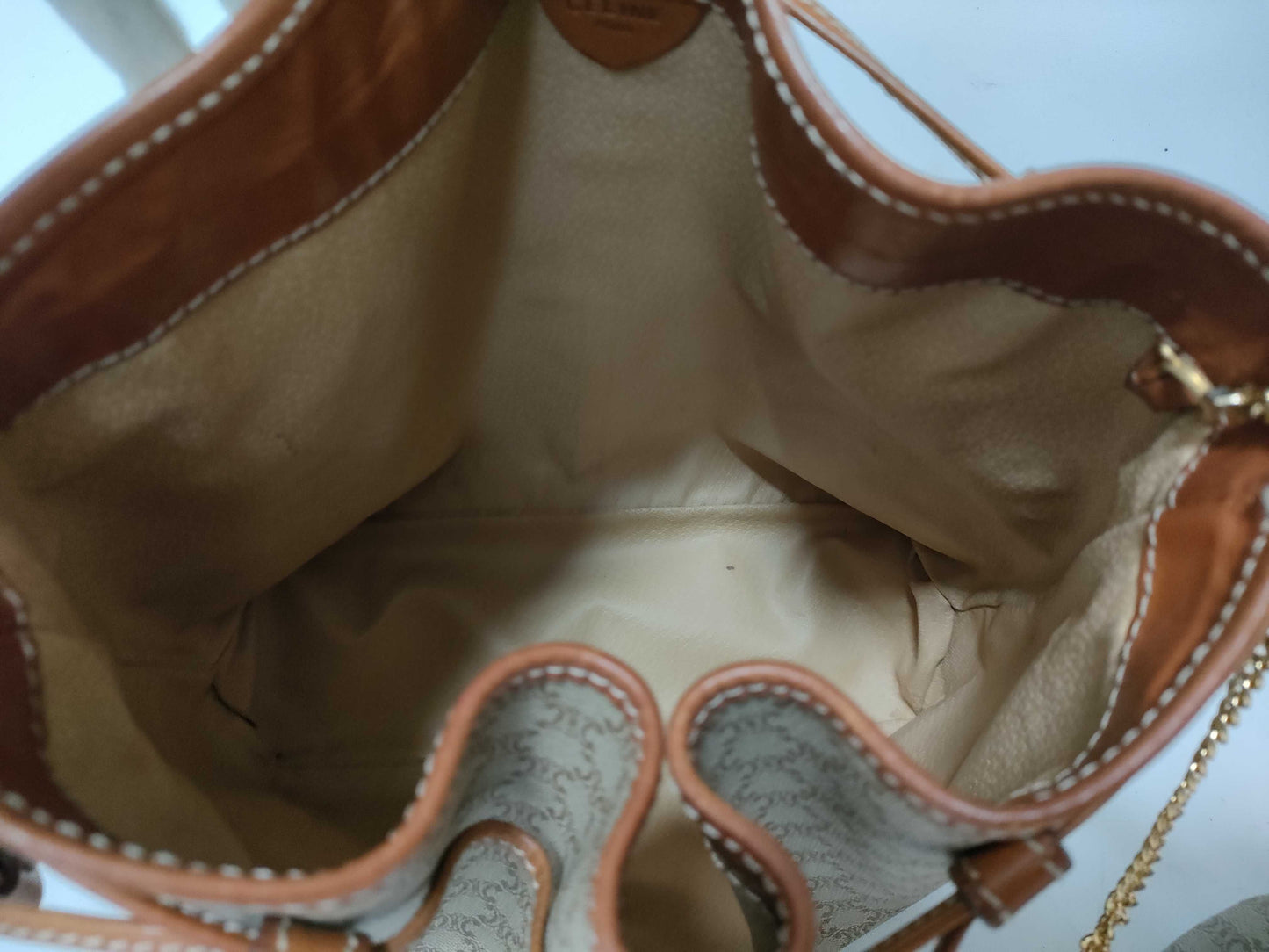 CELINE Macadam PVC and Leather Shoulder Bag M08 Beige and Brown