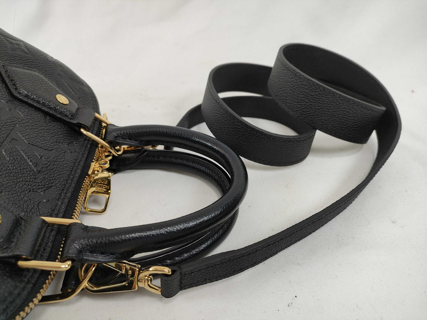 LOUIS VUITTON Monogram Empreinte Neo Alma BB Black Shoulder Handbag M44829 NFC Tag Verified Handbag