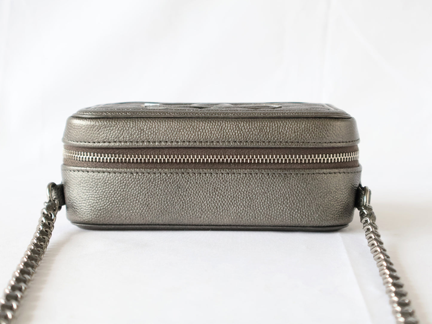 CHANEL CC Filigree Caviar Leather Chain Shoulder Bag, Silver, Seal, No. 26
