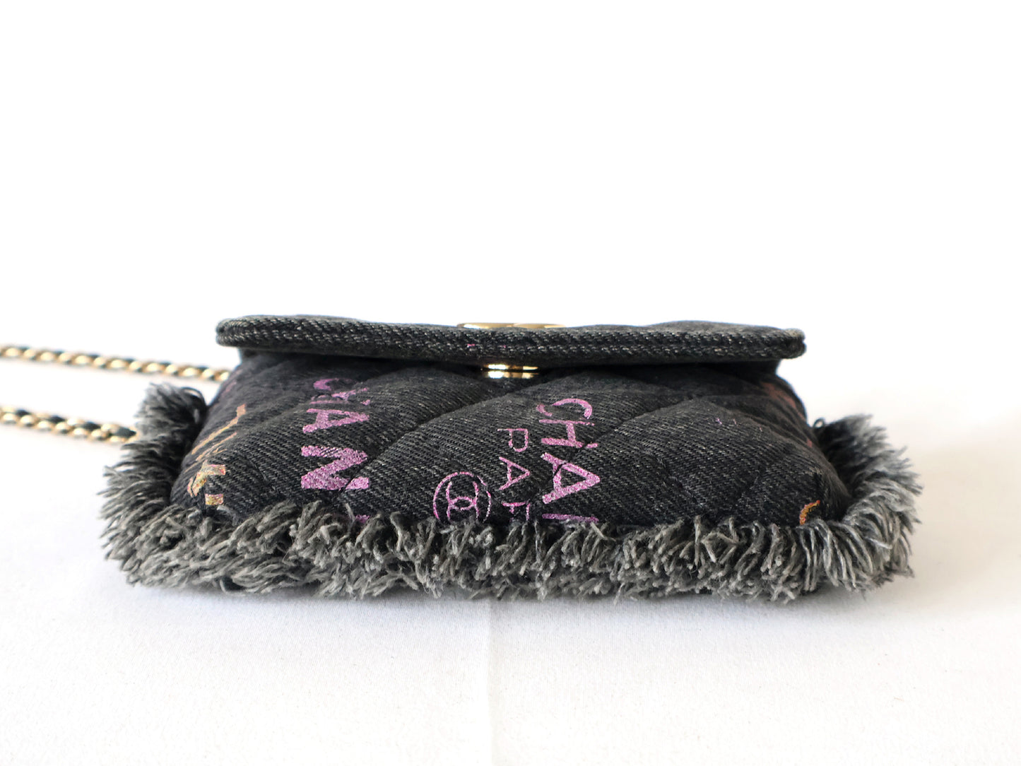 CHANEL Seal 31 Series Denim Matelasse Chain Shoulder Bag Black