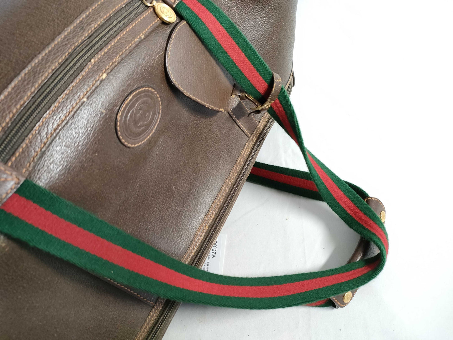 GUCCI GUCCI Leather Boston Bag, Vintage Brown